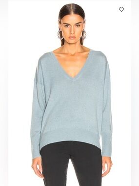 Nili Lotan Womens Size L 100% Cashmere Sweater Kylan Blue Long Sleeve Pullover